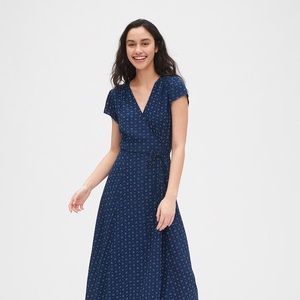 Gap blue midi wrap dress